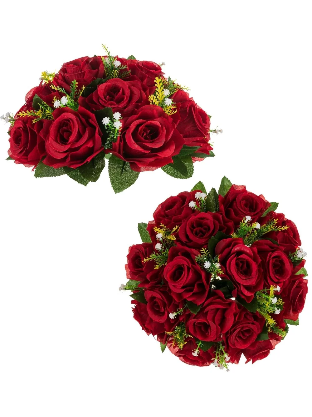 Blosmon Rose Flower Balls For Table Centerpieces, Crimson, 2 Pcs, Reusable